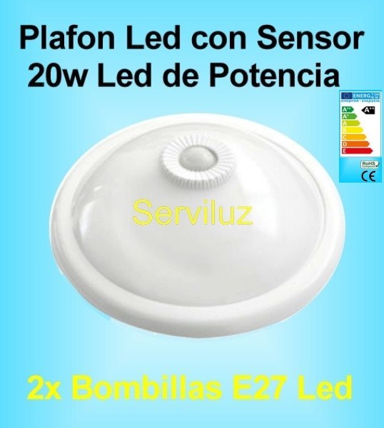 Plafon LED con sensor movimiento 2XE27