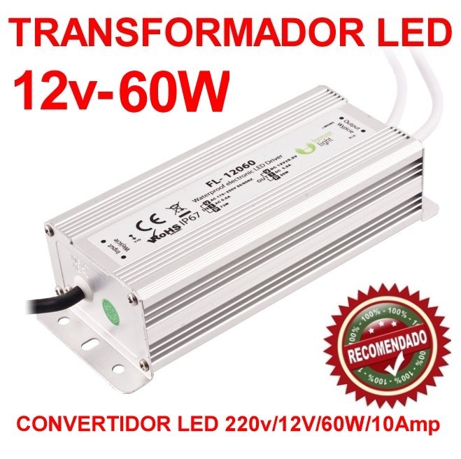 Transformador tira LED 12V 1,6V Amperios hasta 20W